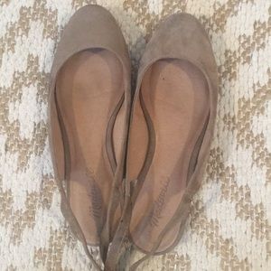 Madewell suede ankle wrap flats